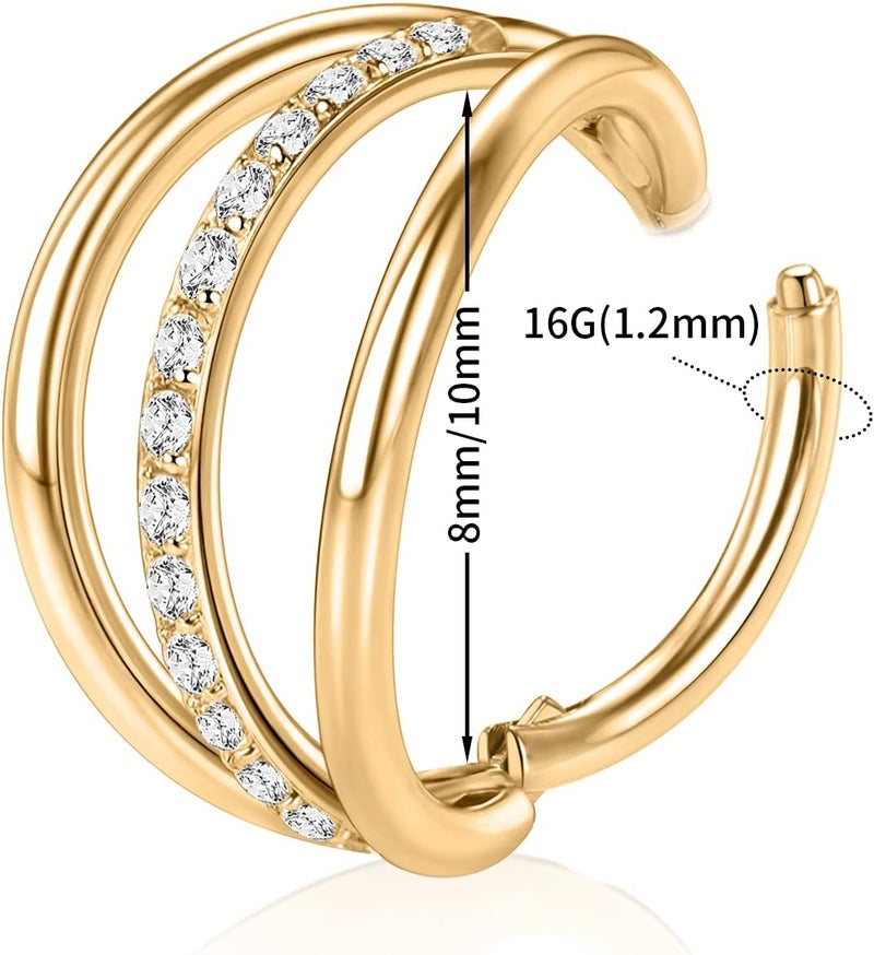 FUNLMO Store 316L Surgical Steel Nose Hoop Septum Conch Piercing Jewelry Cartilage Daith Helix Tragus Rook Lobe Earring Triple/Double Nose Lip Ring 20G 18G 16G - Image 2